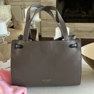 NEW - Kate Spade Gray/Taupe Handbag w Black Accents